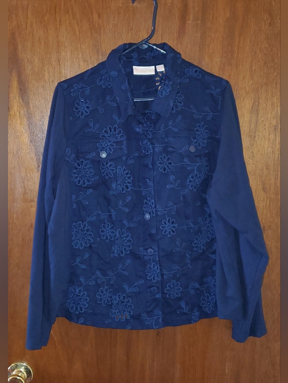 Belle Kim Gravel Embroidered Navy Blue Jacket Sz 1x